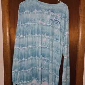 Reel Life Men's Long Sleeve Performance Tee in Aqua Wave